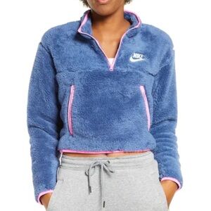 Nike Navy Fleece Jacket with Pink Trim